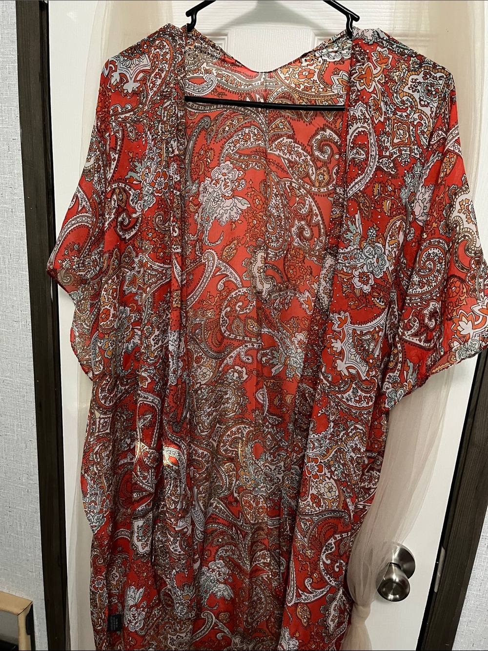 Women's Red Paisley Tunic Cover-Up